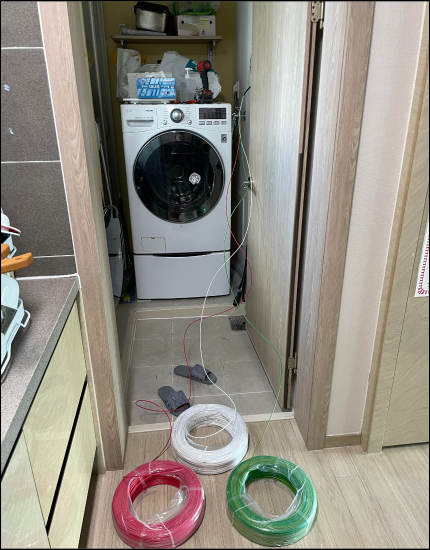 신규 규격 전선을 이용한 주방 회로 전선 교체 준비
